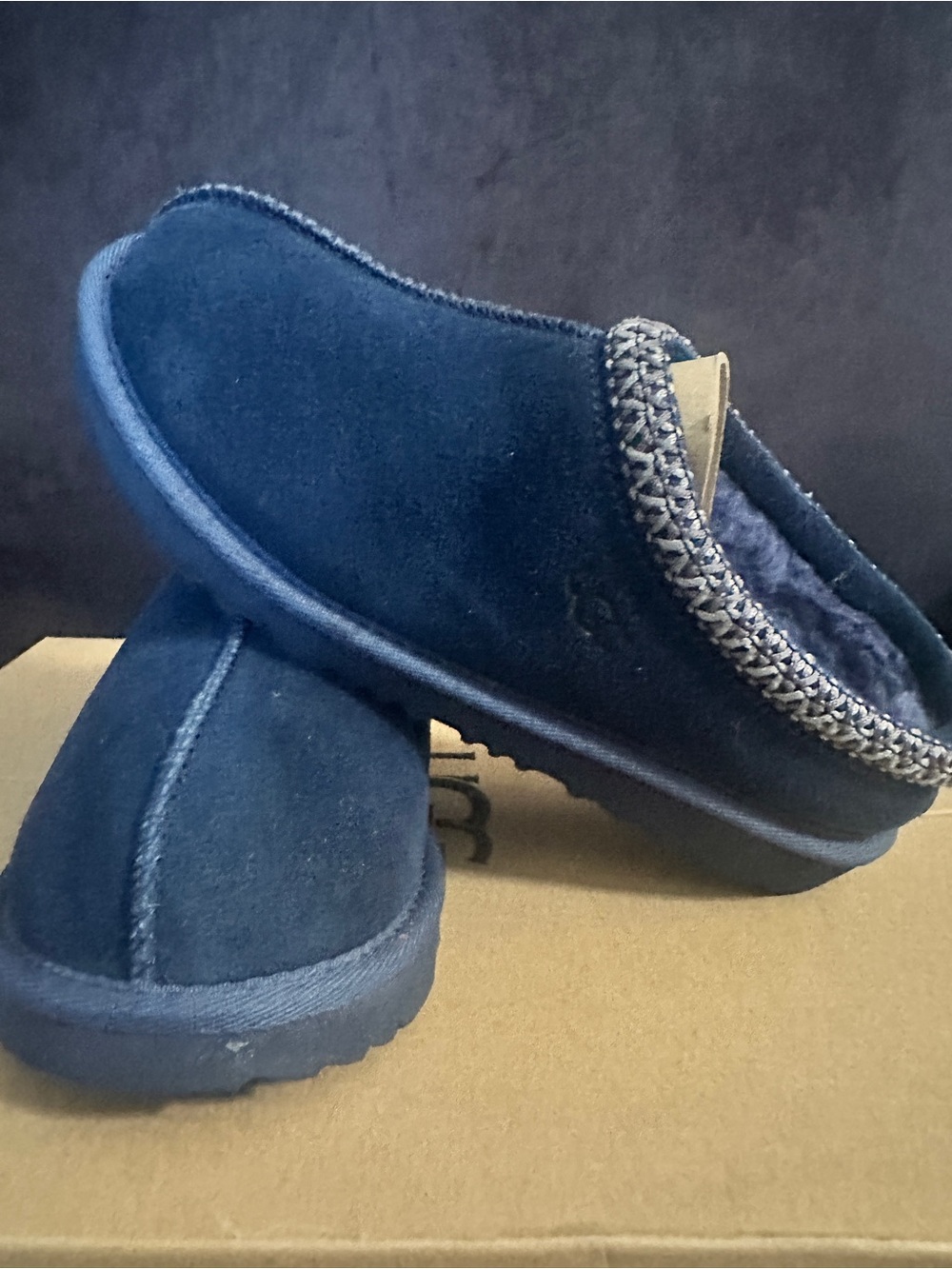 UGG Kids Navy Blue Slip-On Slippers